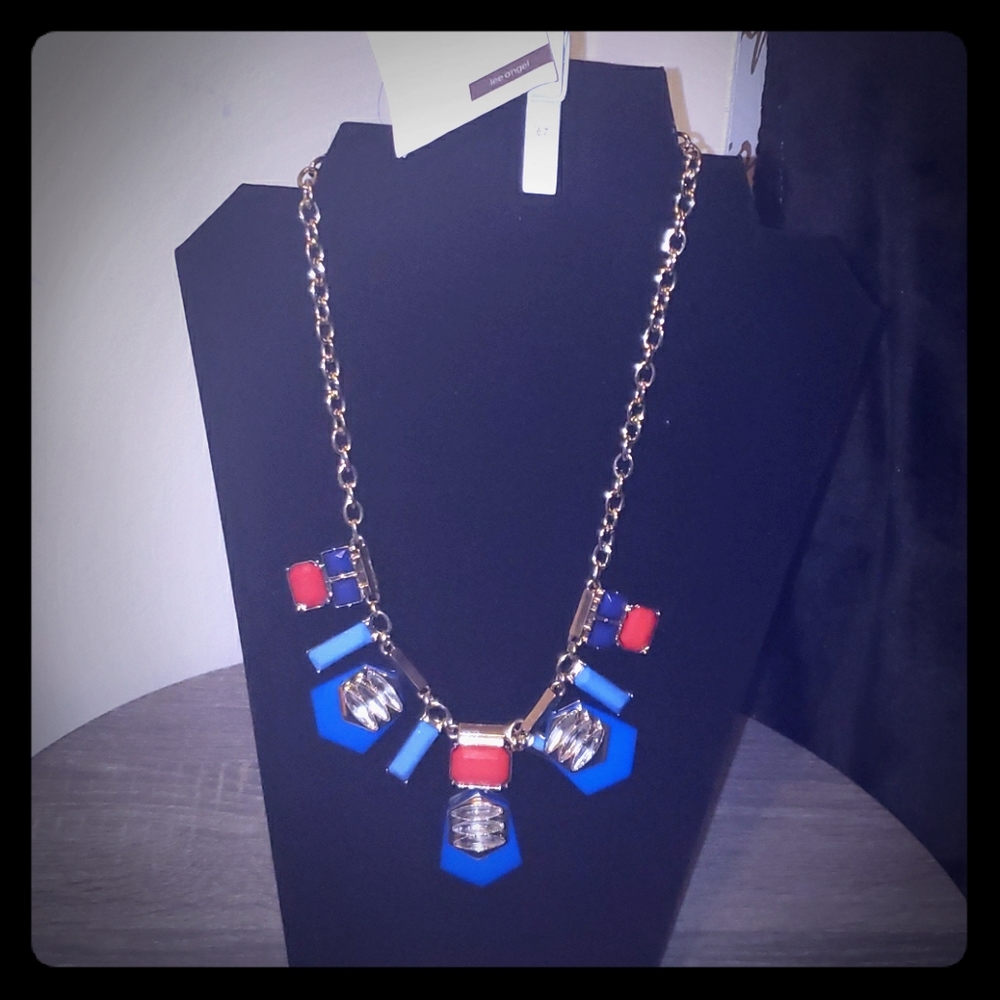 Lee Angel Red White and Blue Gold Necklace
